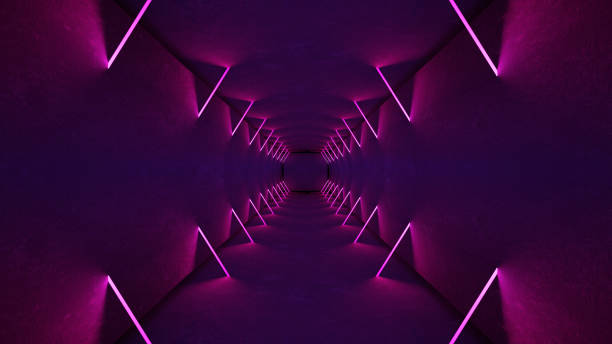 istock Night club interior lights 3d render for laser show. Glowing lines. Abstract fluorescent background. Neon room corridor background. Light abstract futuristic design. Modern geometric glow interior. Perspective bright electric lamp wallpaper. Wall illumina 1151444679