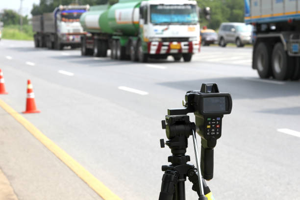 istock Bangkok, THAILAND - October 3, 2018: Speed Radar Laser Camera Gun Electronic Device Equipment Tool Limit Speed Vehicle Roadway Monitor Display Roadway 1151445982