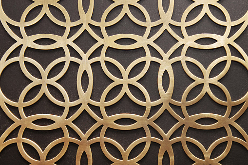 Metal decorative pattern on the wall background close up