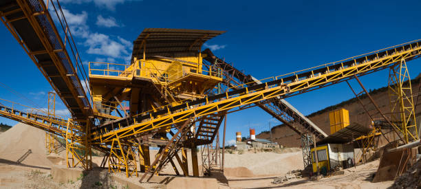 Distribution and screening plant gravel-sieving plant stock photo