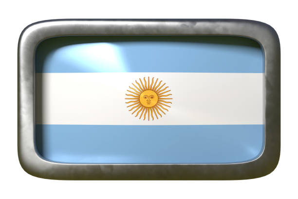 3d rendering of an Argentina flag on a rusty sign isolated on white background
