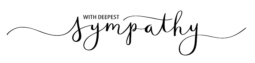 Vector brush calligraphy banner WITH DEEPEST SYMPATHY with swashes