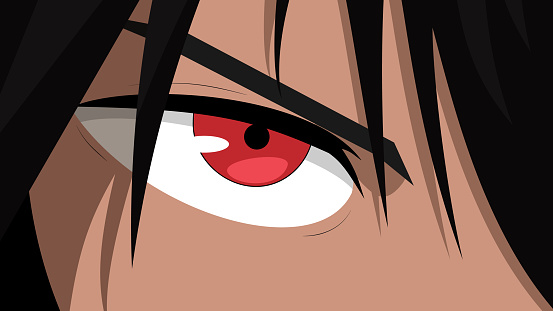Web Banner For Anime Manga Anime Face With Red Eyes From Cartoon Vector  Illustration Stock Illustration - Download Image Now - iStock