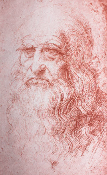 ilustrações, clipart, desenhos animados e ícones de retrato de leonardo da vinci - pencil symbol close up vertical