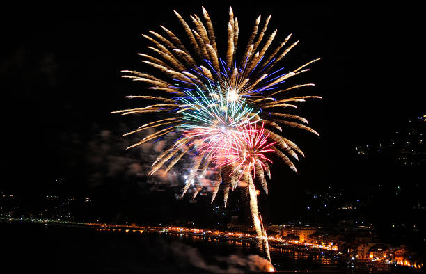 istock Fireworks on the sea 1151460956