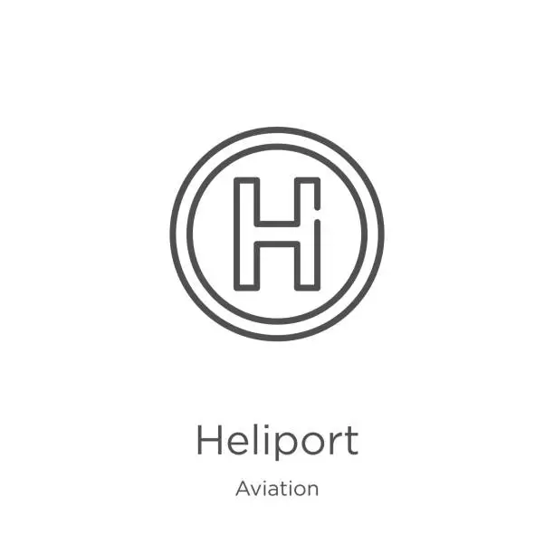Vector illustration of Heliport icon vector from aviation collection. Thin line Heliport outline icon vector illustration. Outline, thin line Heliport icon for website design and mobile, app development.