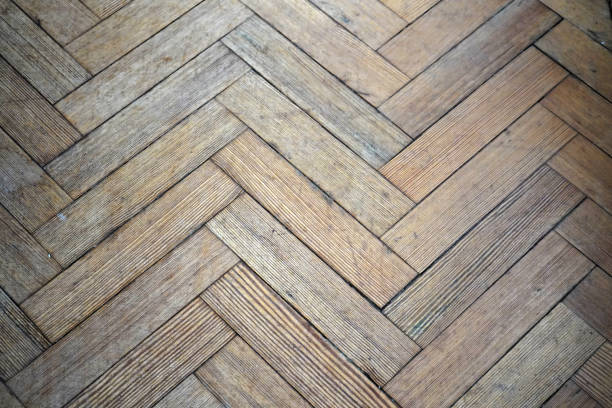 istock Old wooden parquet floor planks 1151466537