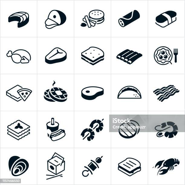 Food Icons Stock Illustration - Download Image Now - Sandwich, Icon Symbol, Ham