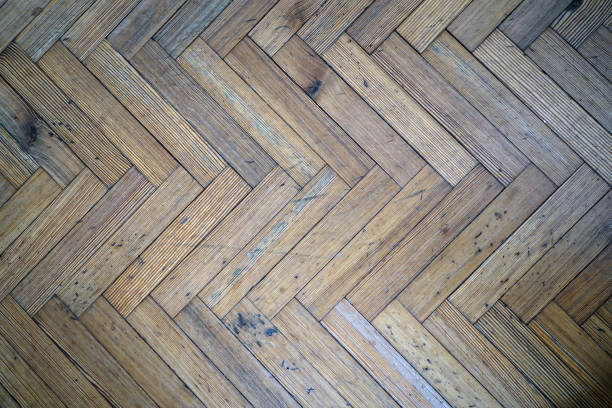 istock Old wooden parquet floor planks 1151466701