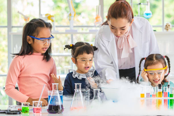 istock Teacher and students, smoke float out from blow. 1151466791