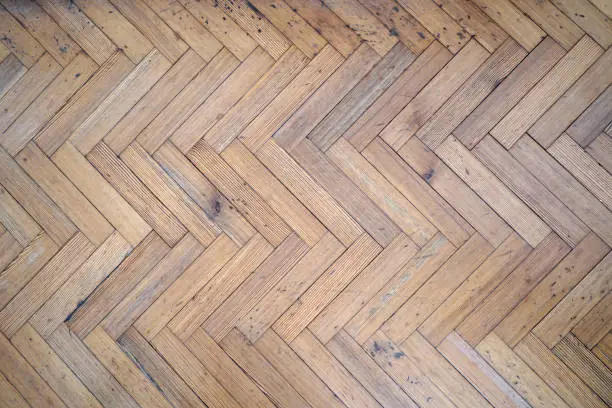 Photo of Old wooden parquet floor planks