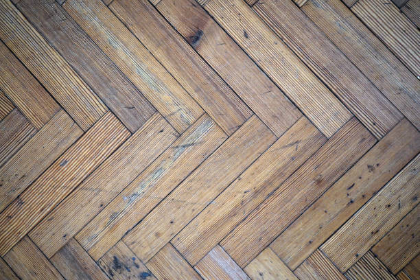 istock Old wooden parquet floor planks 1151467131