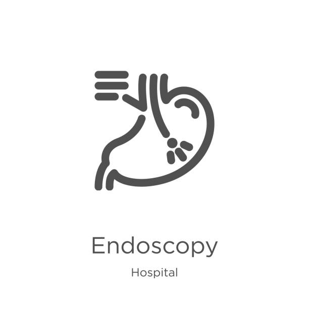 endoskopie-symbol vektor aus der krankenhaus-sammlung. dünne linie endoskopie umrisses icon-vektordarstellung. skizze, dünne endoskopi-symbol für website-design und mobile, app-entwicklung. - endoskop stock-grafiken, -clipart, -cartoons und -symbole