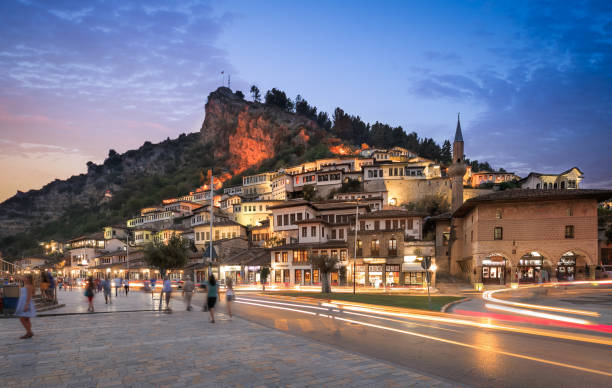 Berat by night Berat, albania by night albania stock pictures, royalty-free photos & images