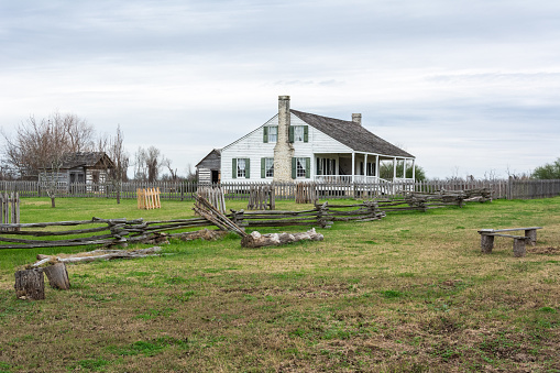 Washington-on-the-Brazos, Texas, United States of America - December 30, 2016. Exterior view of Barrington Living History Farm in Washington-on-the-Brazos, TX.