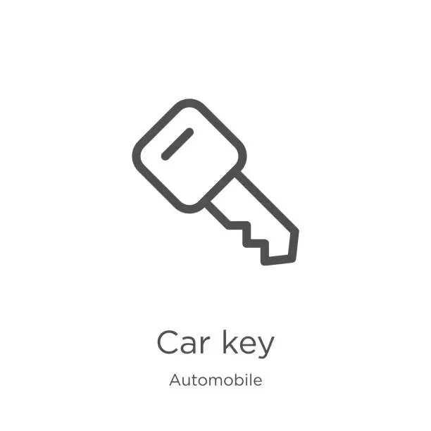 Vector illustration of car key icon vector from automobile collection. Thin line car key outline icon vector illustration. Outline, thin line car key icon for website design and mobile, app development.