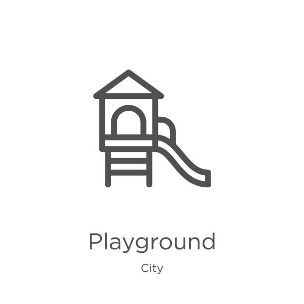 playground icon vector from city collection. Thin line playground outline icon vector illustration. Outline, thin line playground icon for website design and mobile, app development. playground icon. Element of city collection for mobile concept and web apps icon. Outline, thin line playground icon for website design and mobile, app development playground stock illustrations