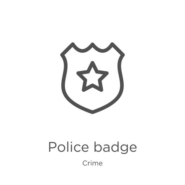 police badge icon vector from crime collection. Thin line police badge outline icon vector illustration. Outline, thin line police badge icon for website design and mobile, app development. police badge icon. Element of crime collection for mobile concept and web apps icon. Outline, thin line police badge icon for website design and mobile, app development police stock illustrations
