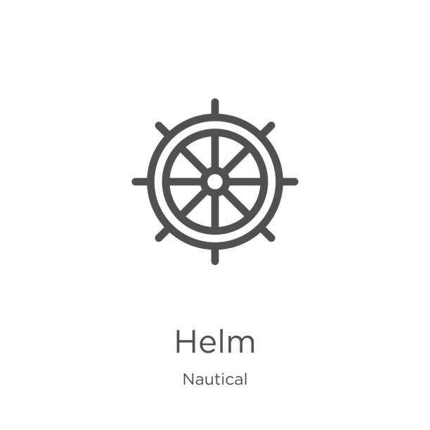 helm icon. Element of nautical collection for mobile concept and web apps icon. Outline, thin line helm icon for website design and mobile, app development