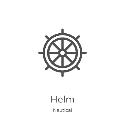 helm icon. Element of nautical collection for mobile concept and web apps icon. Outline, thin line helm icon for website design and mobile, app development