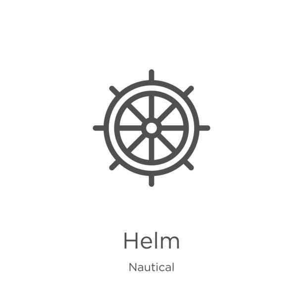 helm icon vector from nautical collection. Thin line helm outline icon vector illustration. Outline, thin line helm icon for website design and mobile, app development. helm icon. Element of nautical collection for mobile concept and web apps icon. Outline, thin line helm icon for website design and mobile, app development rudder stock illustrations