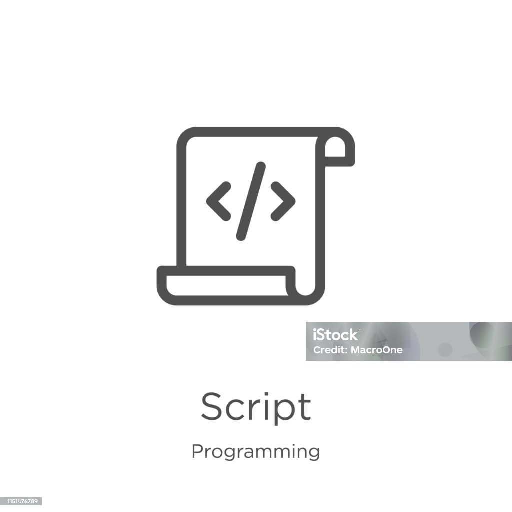Vecteur Dicône De Script De La Collection De Programmation Fine Ligne ...