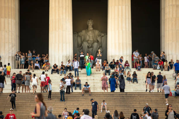 워싱턴 d.c. 미국 링컨 기념관 - lincoln memorial washington dc people abraham lincoln 뉴스 사진 이미지