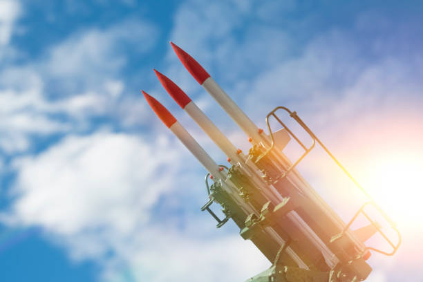 istock three missiles on the installation are aimed upwards. 1151483844