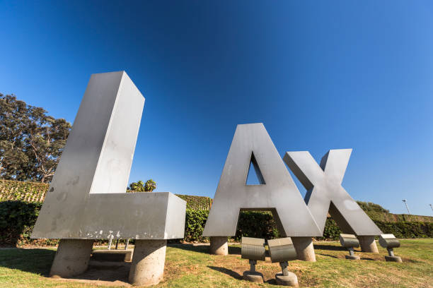 o aeroporto de lax assina dentro los angeles califórnia eua - 13601 - fotografias e filmes do acervo