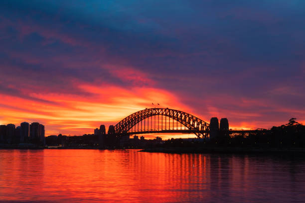 istock Orange burning sky at Sydney Harbour Bridge 1151511374