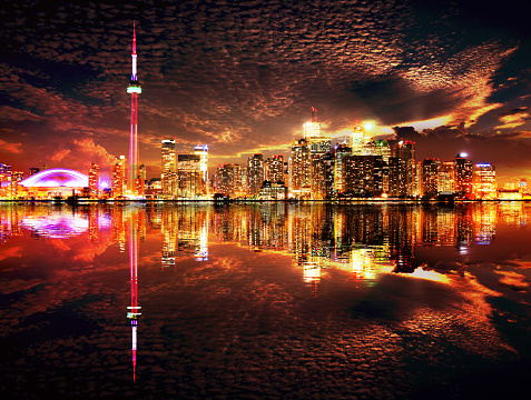 Downtown Toronto City with Water Reflection