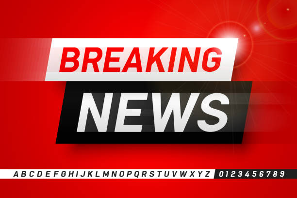 Breaking news style font Breaking news style font design, lphabet letters and numbers vector illustration breaking news stock illustrations