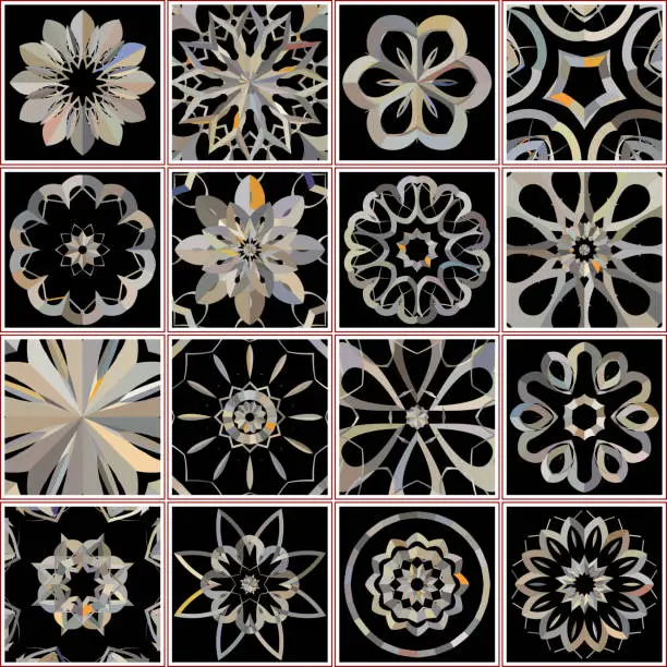 Vector illustration of Vector floral pattern tile drawing