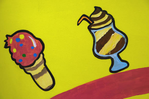 istock Drawing graphics, background textures, paint and illustration. Draw colorful ice cream on the wall 1151530769