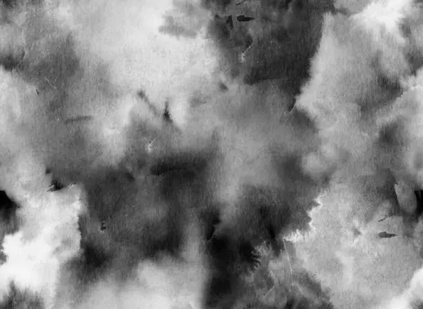 Photo of Hand painted monochrome ink abstract seamless background.