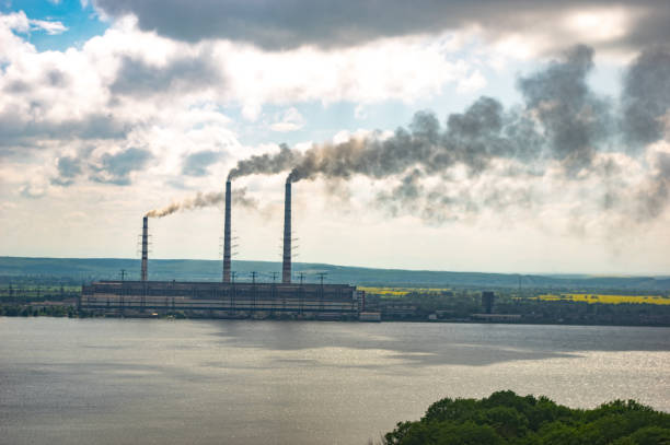 istock Heat power station on the lake 1151534053