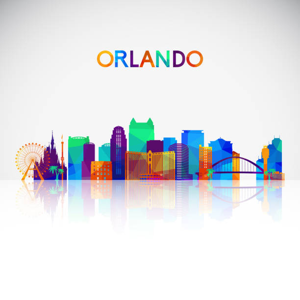 Orlando skyline silhouette in colorful geometric style. Symbol for your design. Vector illustration. Orlando skyline silhouette in colorful geometric style. Symbol for your design. Vector illustration. orlando florida stock illustrations