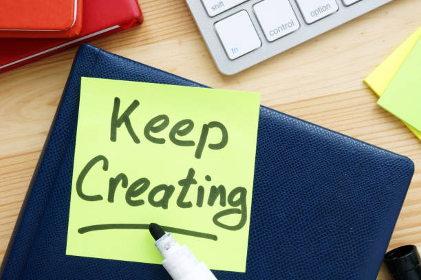 istock Keep creating handwritten on a memo. Inspiration quote. 1151539556