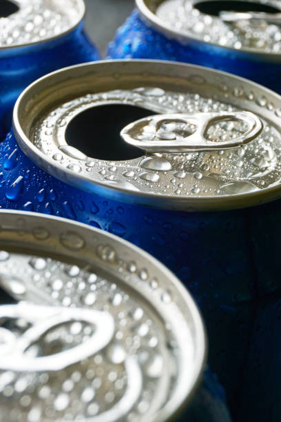 istock Close up of blue soda cans with open pull tab 1151539622