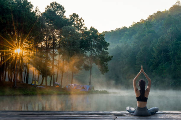 istock Young woman practicing yoga in the nature 1151540773