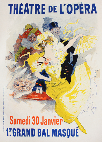 The poster of advertisment of the opera performance in the vintage book Les Maitres de L'Affiche, by Roger Marx, 1897.