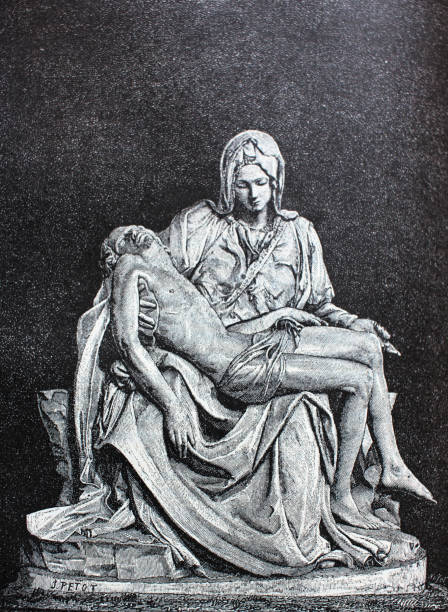 Grieving Mother of God by Michelangelo Grieving Mother of God by Michelangelo in the vintage book Michelangelo by S.M. Bryliant, St. Petersburg, 1891 michelangelo stock illustrations