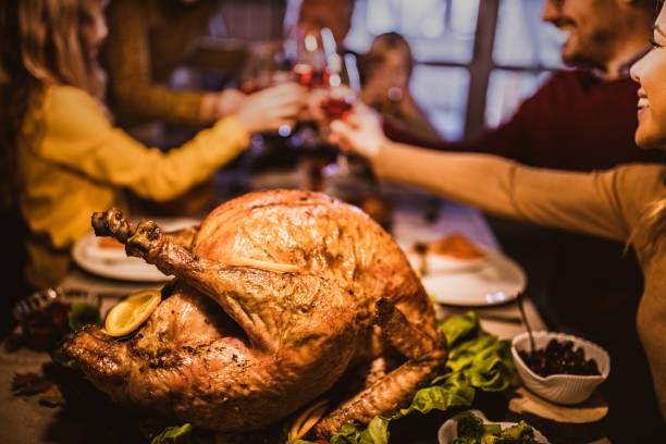 istock Close up of Thanksgiving turkey on dining table. 1151543553