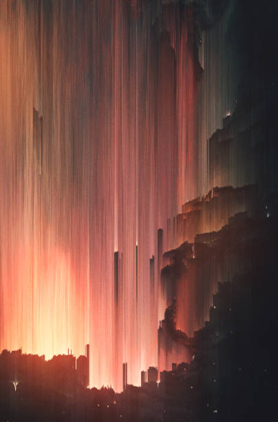 istock Surreal Fiery Background. Artistic Poster. Pixel Sorting Technique 1151554192