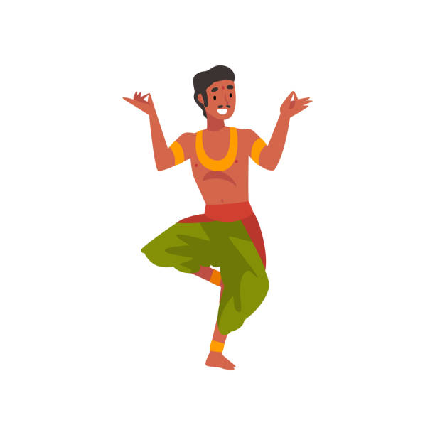 istock Male Indian Dancer in Traditional Clothes, Smiling Man Performing Folk Dance Vector Illustration 1151554700