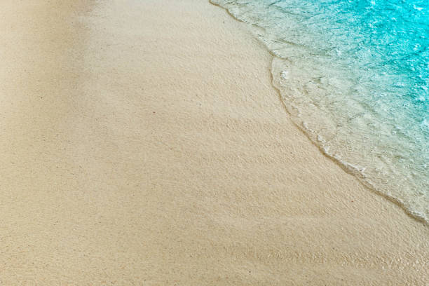 istock wave of blue ocean on sandy beach with copy space & design for Background 1151556739