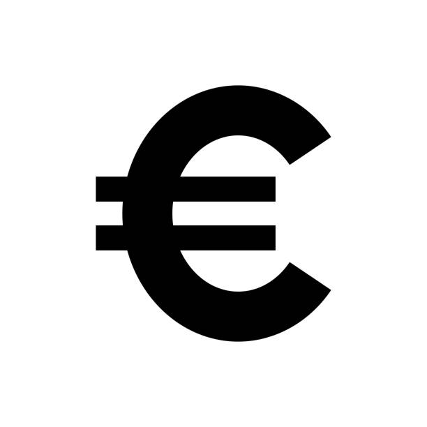 ilustrações, clipart, desenhos animados e ícones de vector a imagem de um ícone liso, isolado do euro. troca de euros. sinal da união monetária da união europeia - european union coin european union currency euro symbol coin