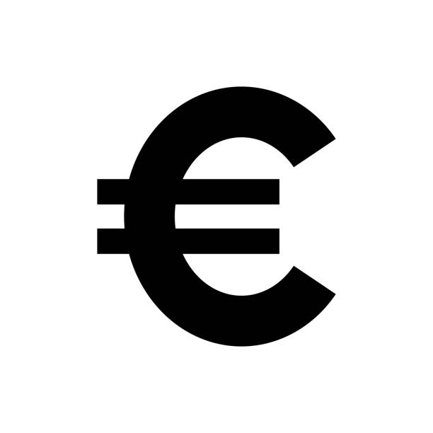 Vector image of a flat, isolated icon of the euro. Exchange of euros. Sign of the monetary union of the European Union Vector image of a flat, isolated icon of the euro. Exchange of euros. Sign of the monetary union of the European Union e stock illustrations
