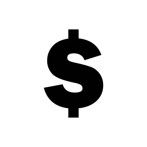 Vector illustration of Vector image of a flat, isolated icon dollar sign. Currency exchange dollar. United States dollar sign