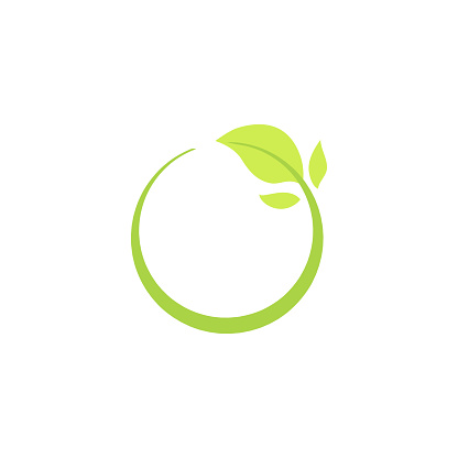 Recycle eco natural icon with green leaf, isolated ecology vector illustration.